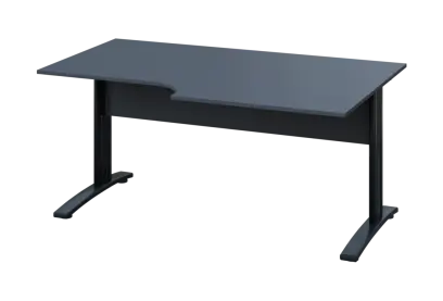 ERK 18 - 168 stůl kancelářský, rohový, pravý, kovová podnož černá, deska 18 mm, široký 1600 mm, antracit